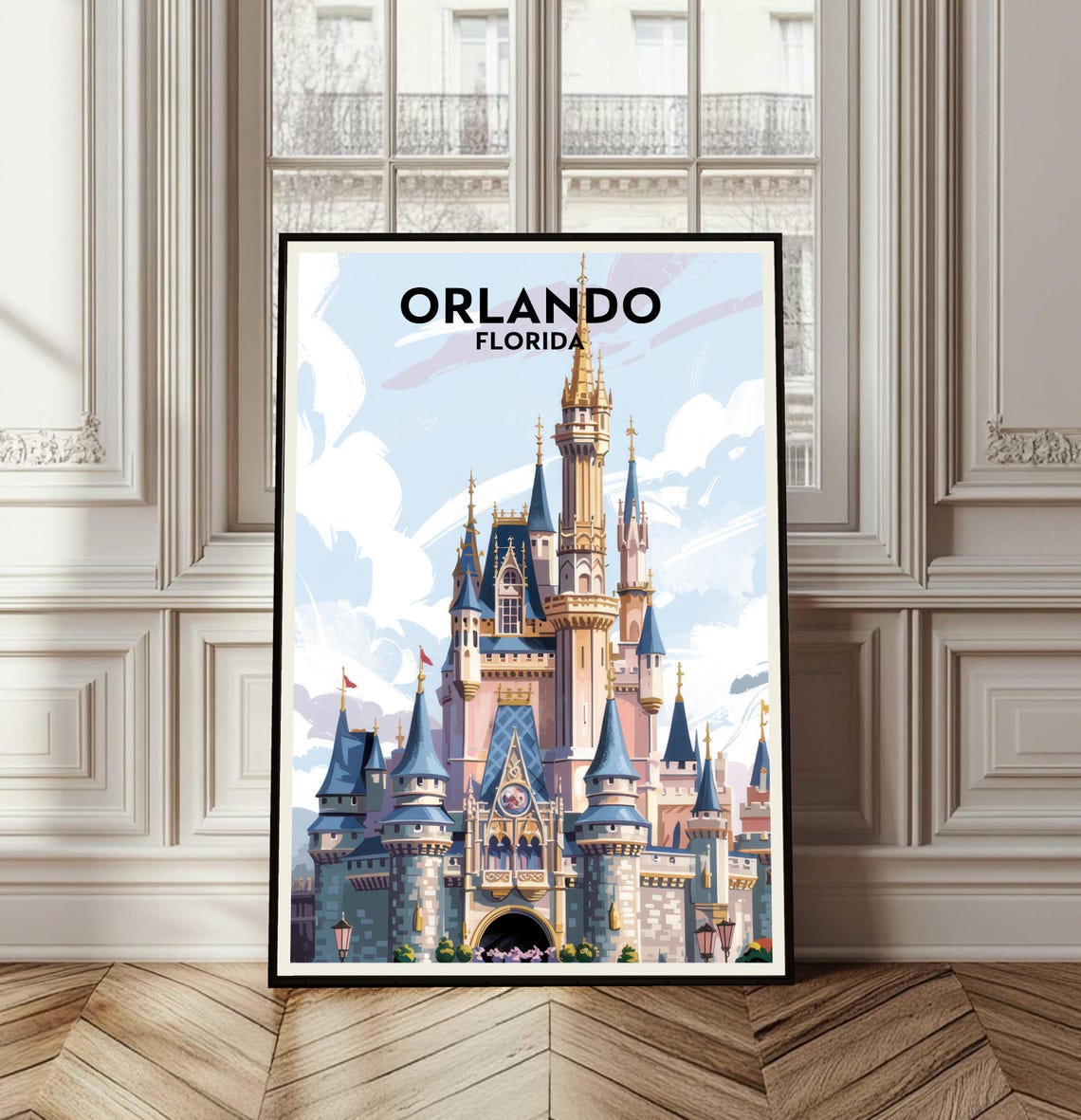 Orlando Florida Fairytale Castle Spires Vintage Travel Poster