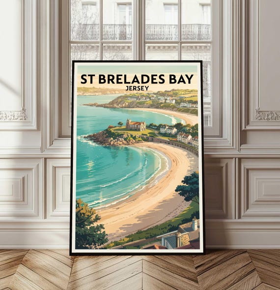 St Brelades Bay Poster Travel Jersey Wall Art Print Nature Beach