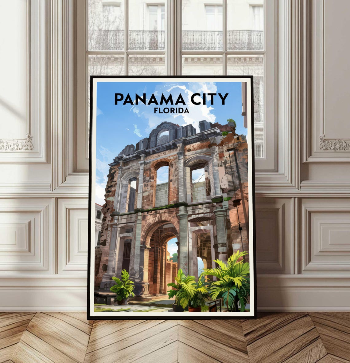 Panama City Florida Historic Stone Arch Colonial Ruins Travel Poster