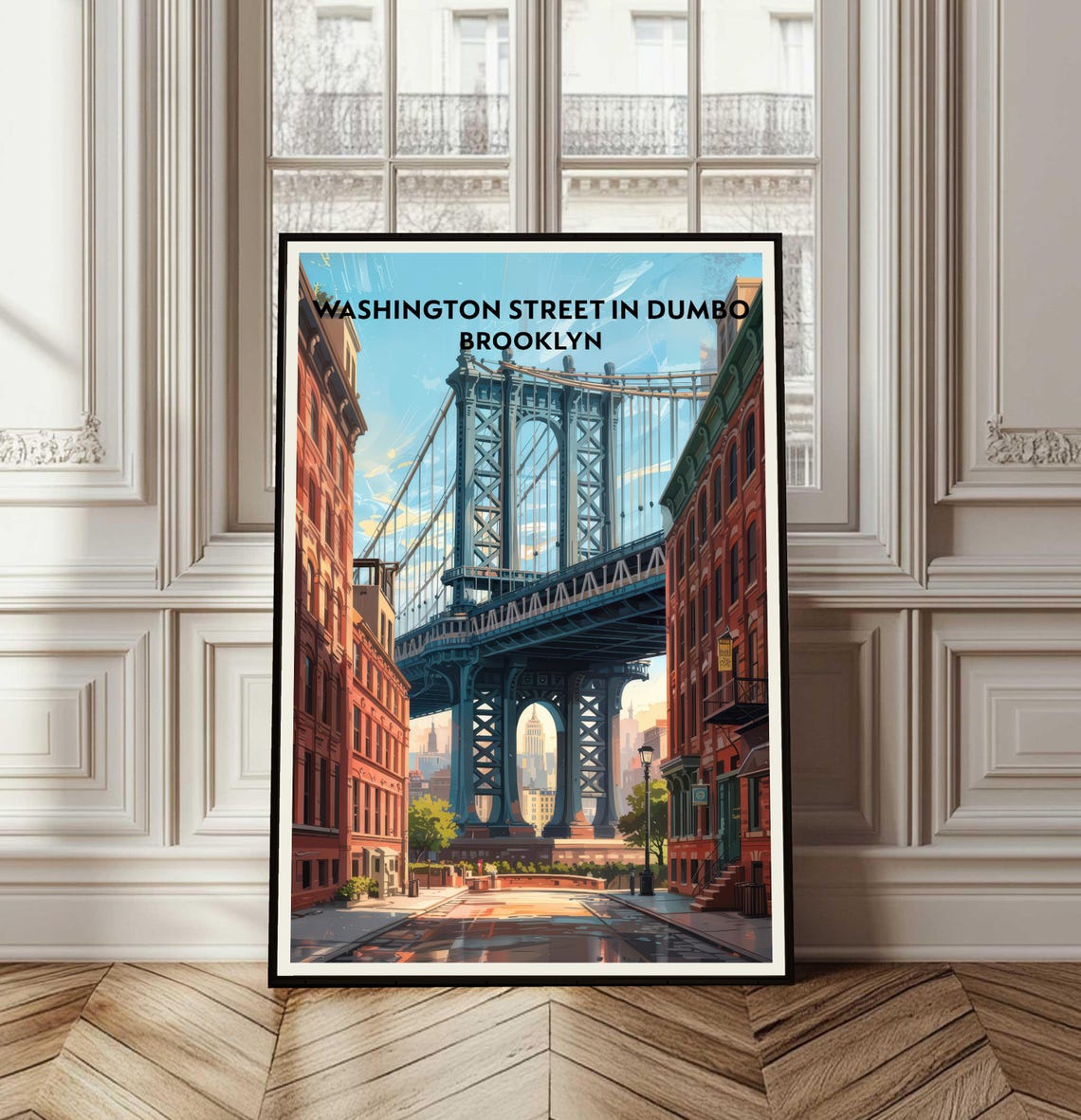 Washington Street Dumbo Brooklyn Bridge Vintage Travel Poster
