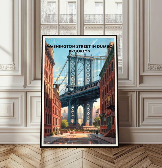 Washington Street Dumbo Brooklyn Bridge Vintage Travel Poster