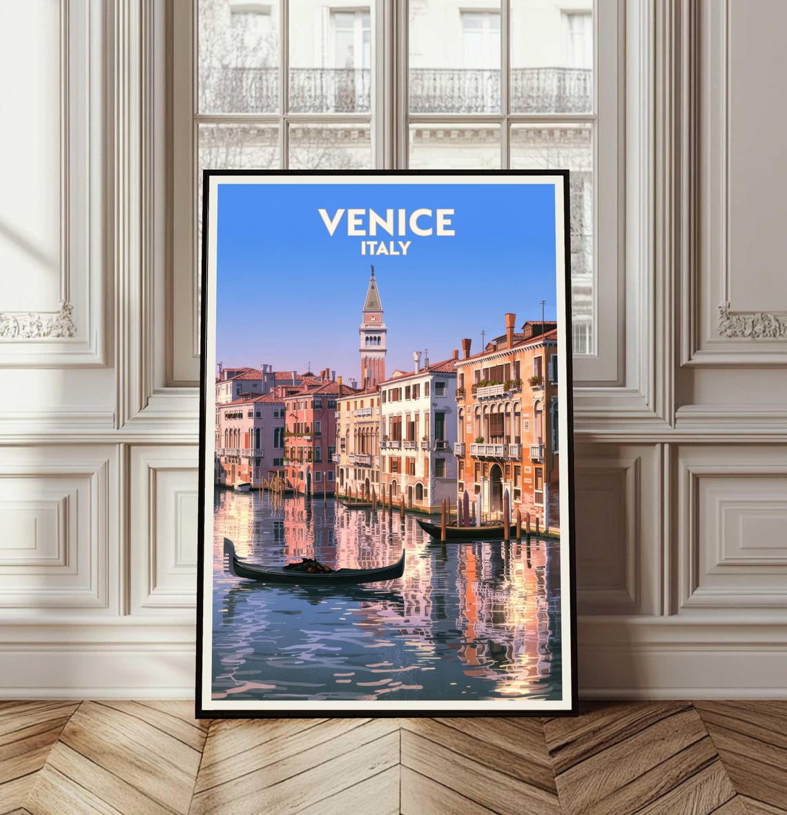 Venice Italy Grand Canal Gondolas Vintage Style Travel Poster