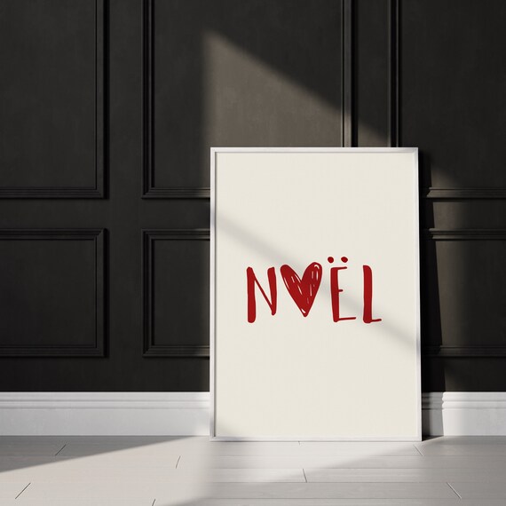 Noel Print Cute Christmas Poster Minimalist Holiday Print Girly Holiday Decor Minimalist Heart Print Festive Decor Instant