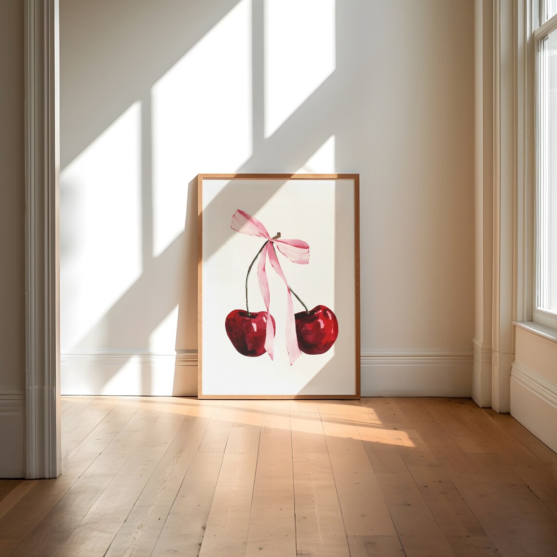 Coquette Cherry Poster, Retro College Room Decor - Image 3