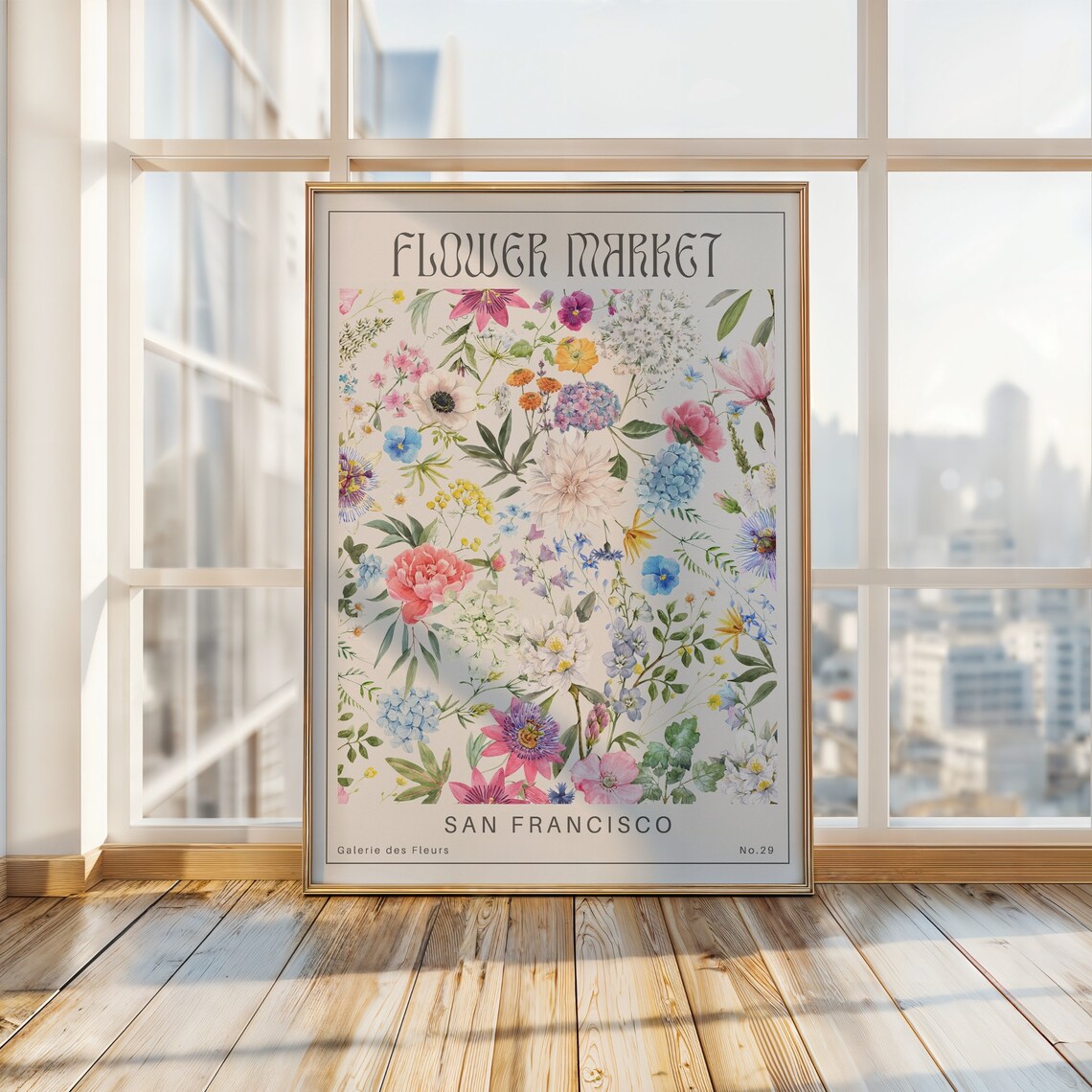 San Francisco Flower Market Wildflower Bouquet Watercolor Poster