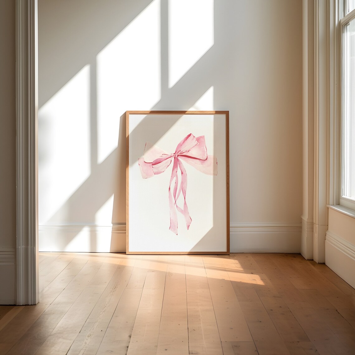 Coquette Wall Art Pink Bow Print Coastal Granddaughter Print Hair Bow Print College Girl Dorm Room Vintage Wall Art Instant - Image 2