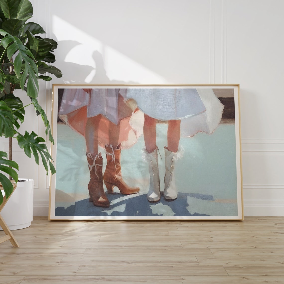 Western Wall Art Cowgirl Oil Painting Preppy Western Wall Decor Retro Cowgirl Girly Cowboy Boots Wall Art Instant