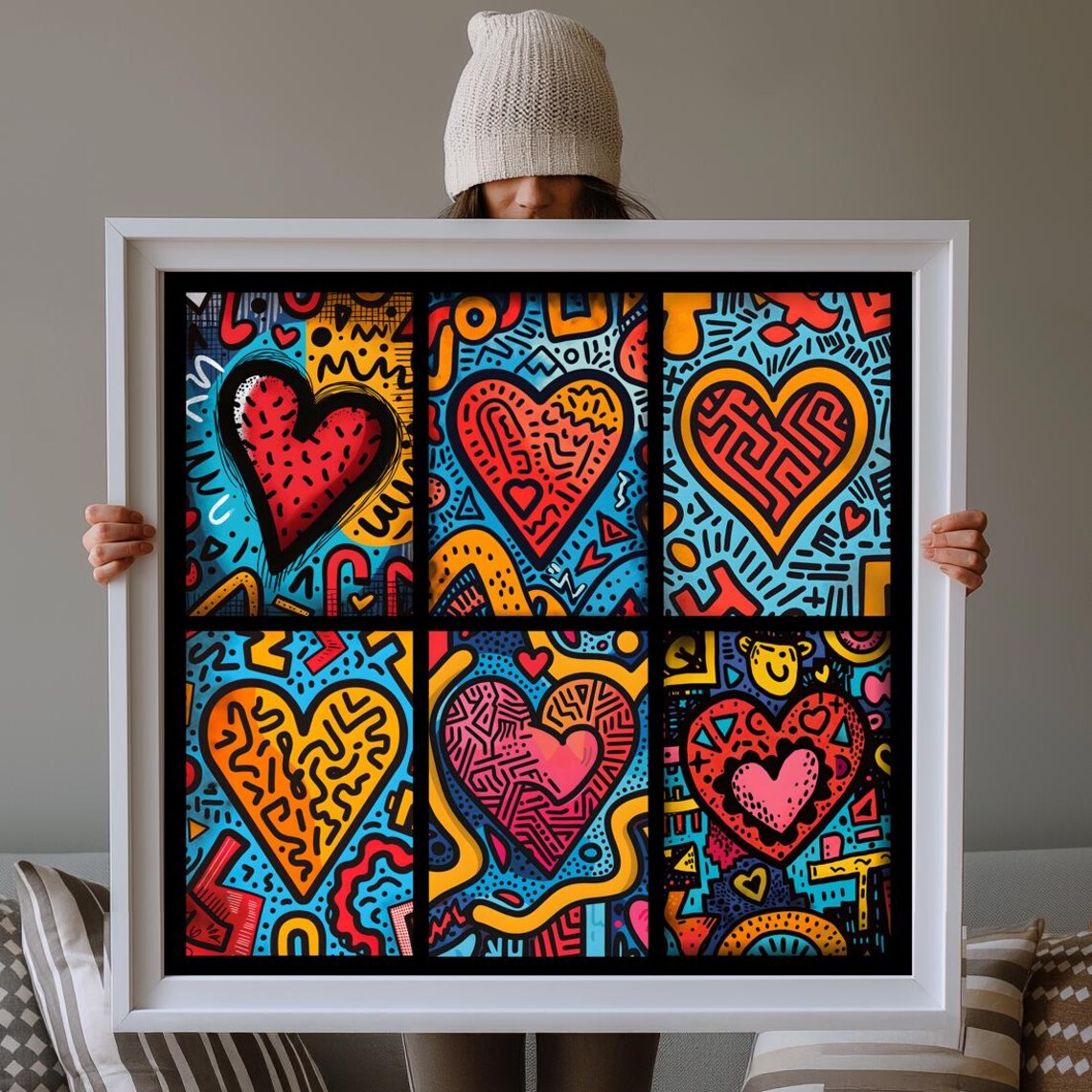 Love Buzz Art Print Instant Wall Gift For Her Him Valentines Day Hearts