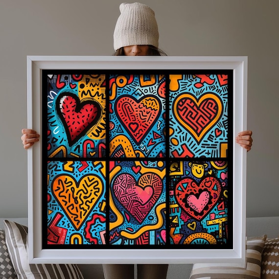 Love Buzz Art Print Instant Wall Gift For Her Him Valentines Day Hearts