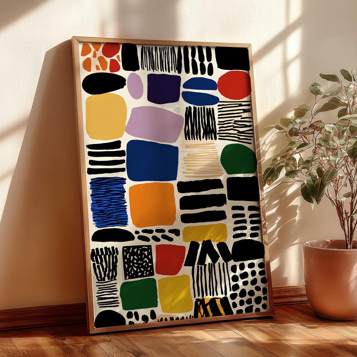 Colorful Abstract Geometric Shapes Modern Pattern Art Poster