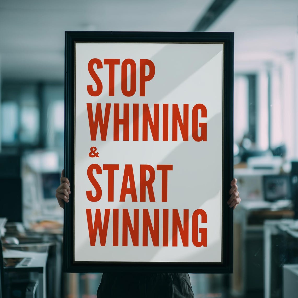 Stop Whining Start Winning Motivational Typography Print Maximalist Inspirational Wall Art Quote