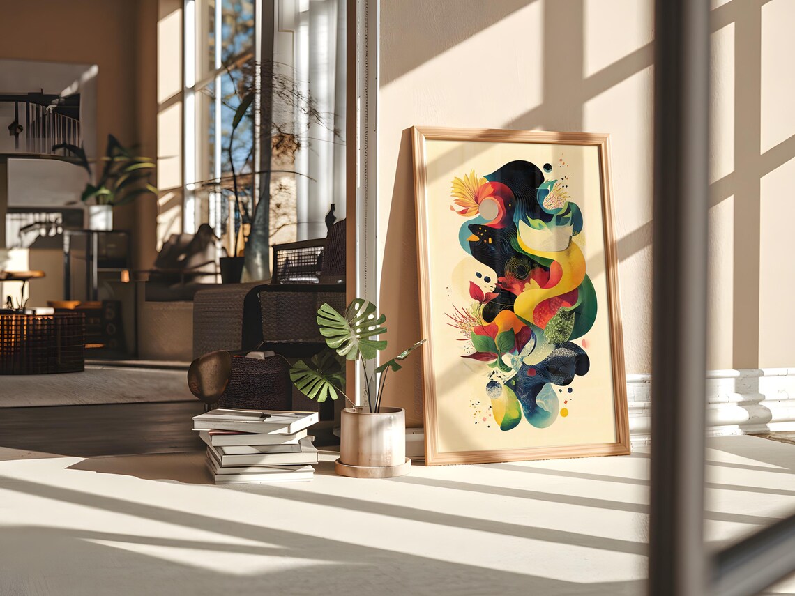 Vibrant Organic Abstract Art Print Colorful Blob Modern Painting - Image 2