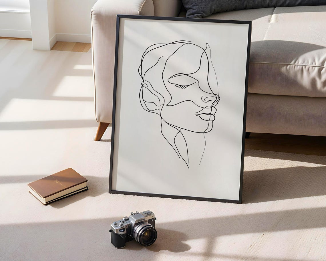 Minimalist One Line Face Abstract Portrait Modern Wall Poster - Image 2