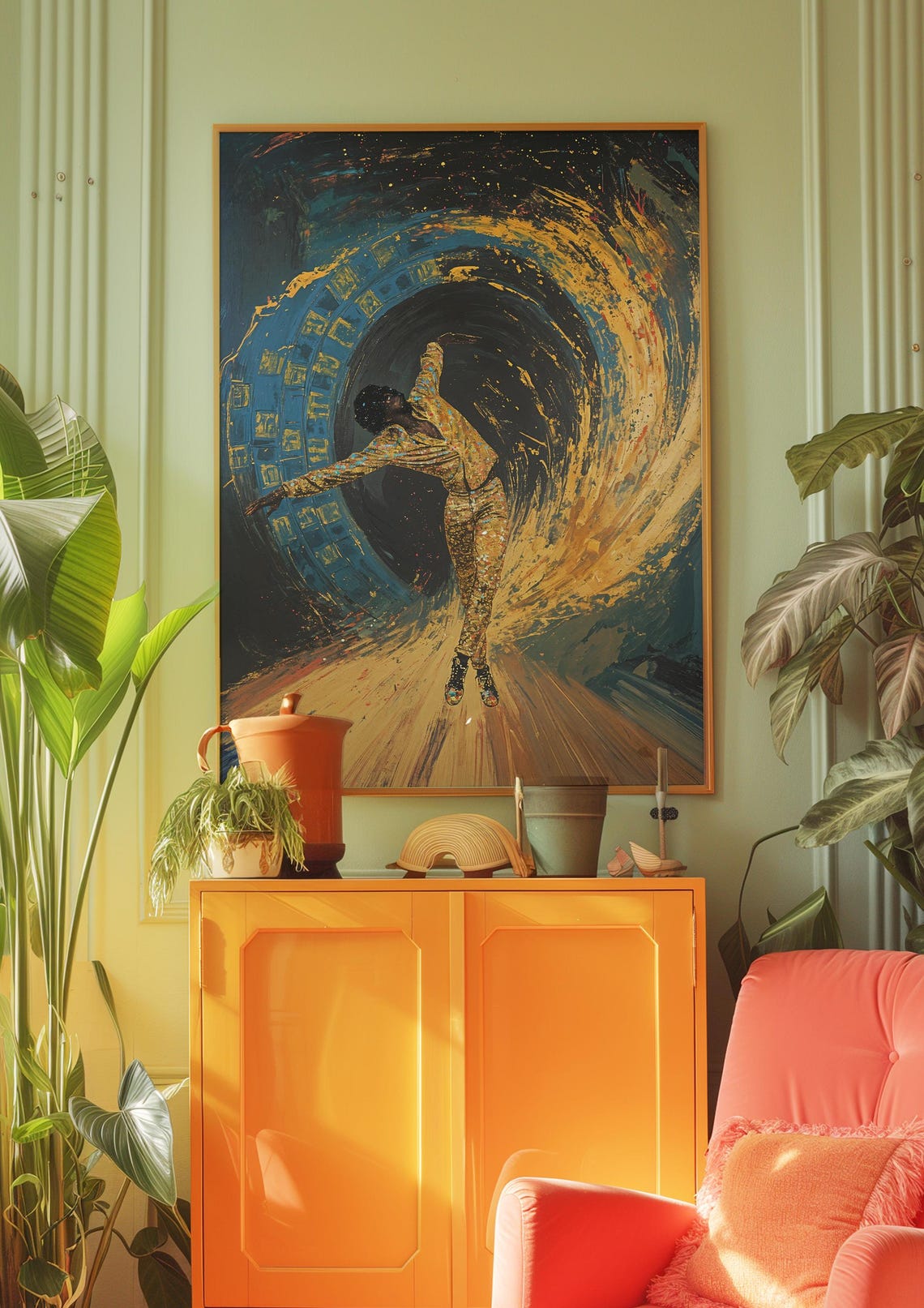 Golden Dancer Swirling Vortex Expressive Modern Dance Art Poster - Image 4