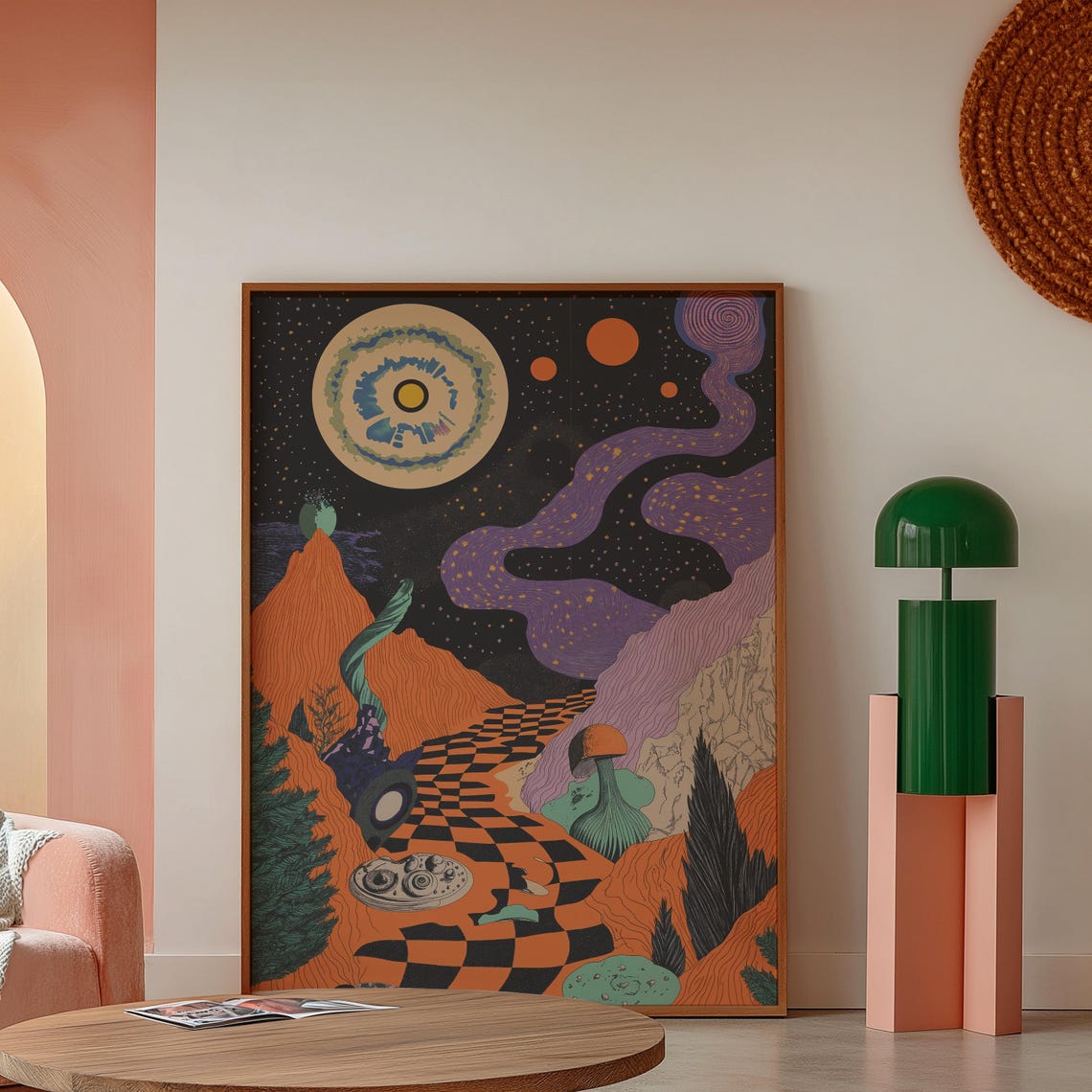 Trippy Cosmic Landscape, Psychedelic Mushroom Planet Poster - Image 5