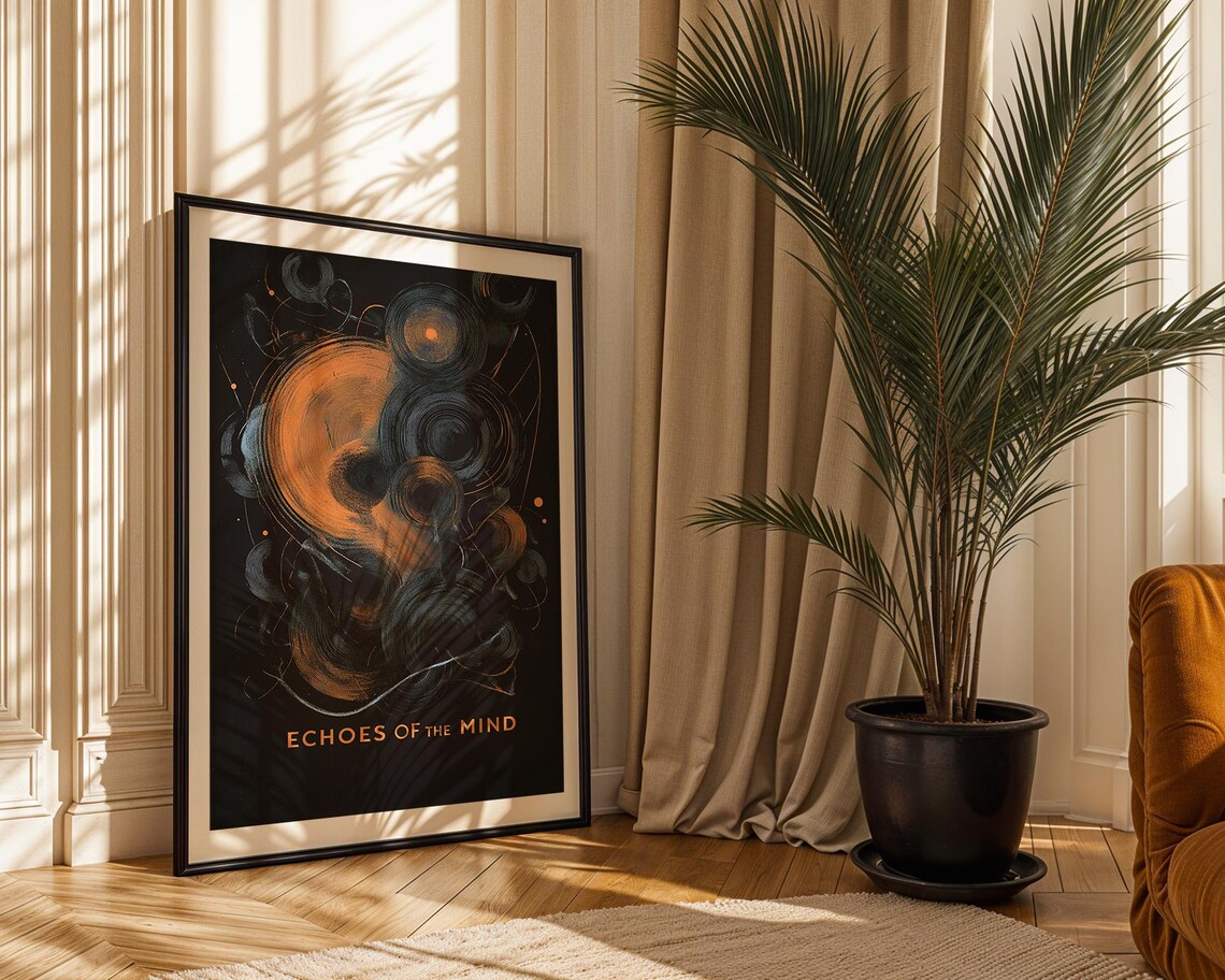 Echoes of the Mind Abstract Gold Swirl Psychology Surreal Poster - Image 2