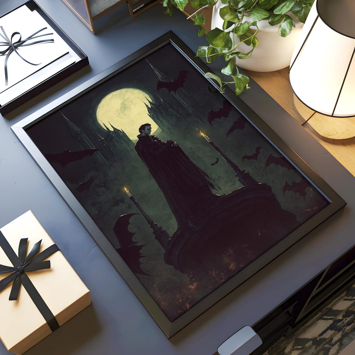 Gothic Vampire Castle Full Moon Bats Dark Fantasy Night Poster - Image 5