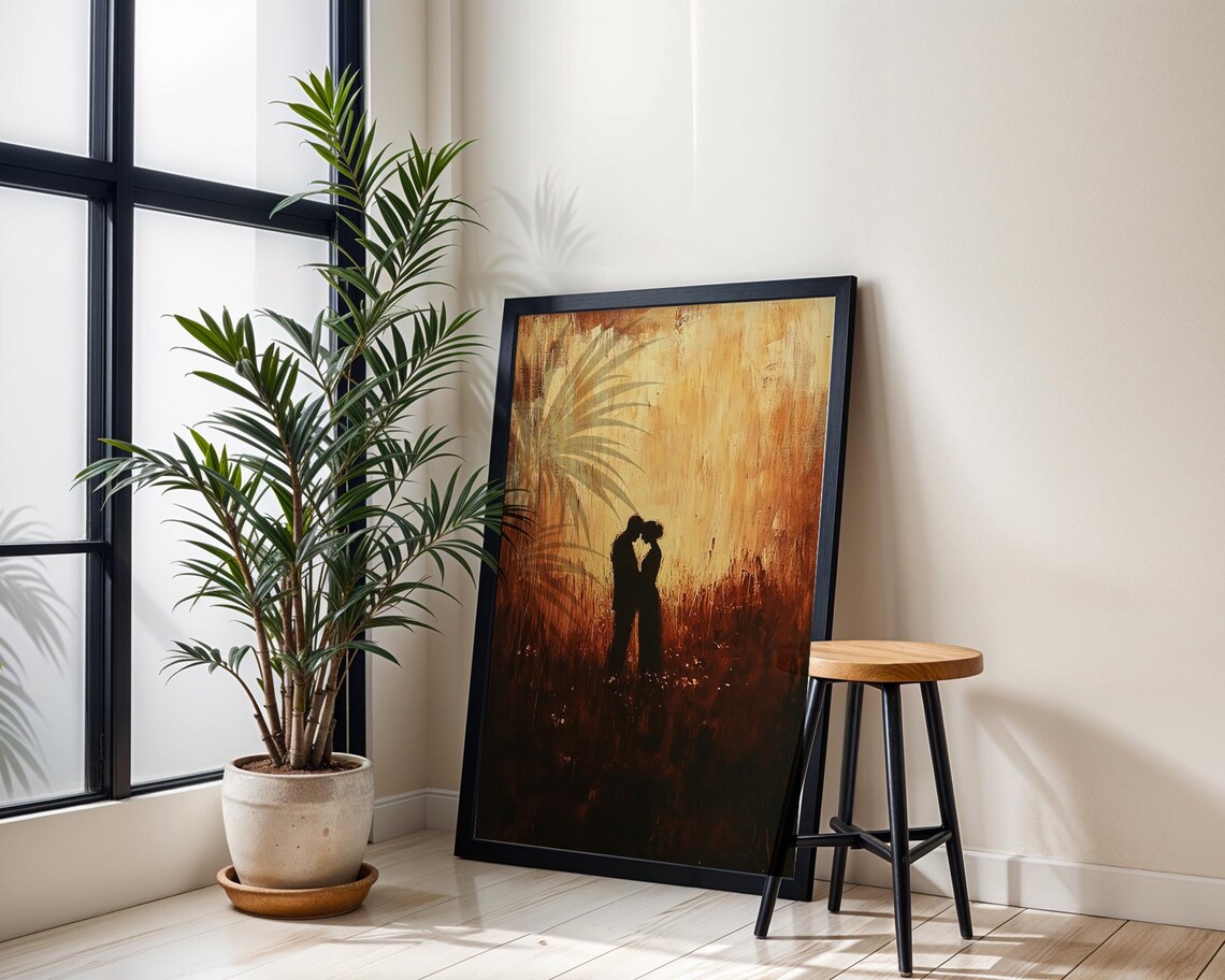 Golden Wheat Field Couple Kiss Romantic Sunset Love Wall Poster - Image 5