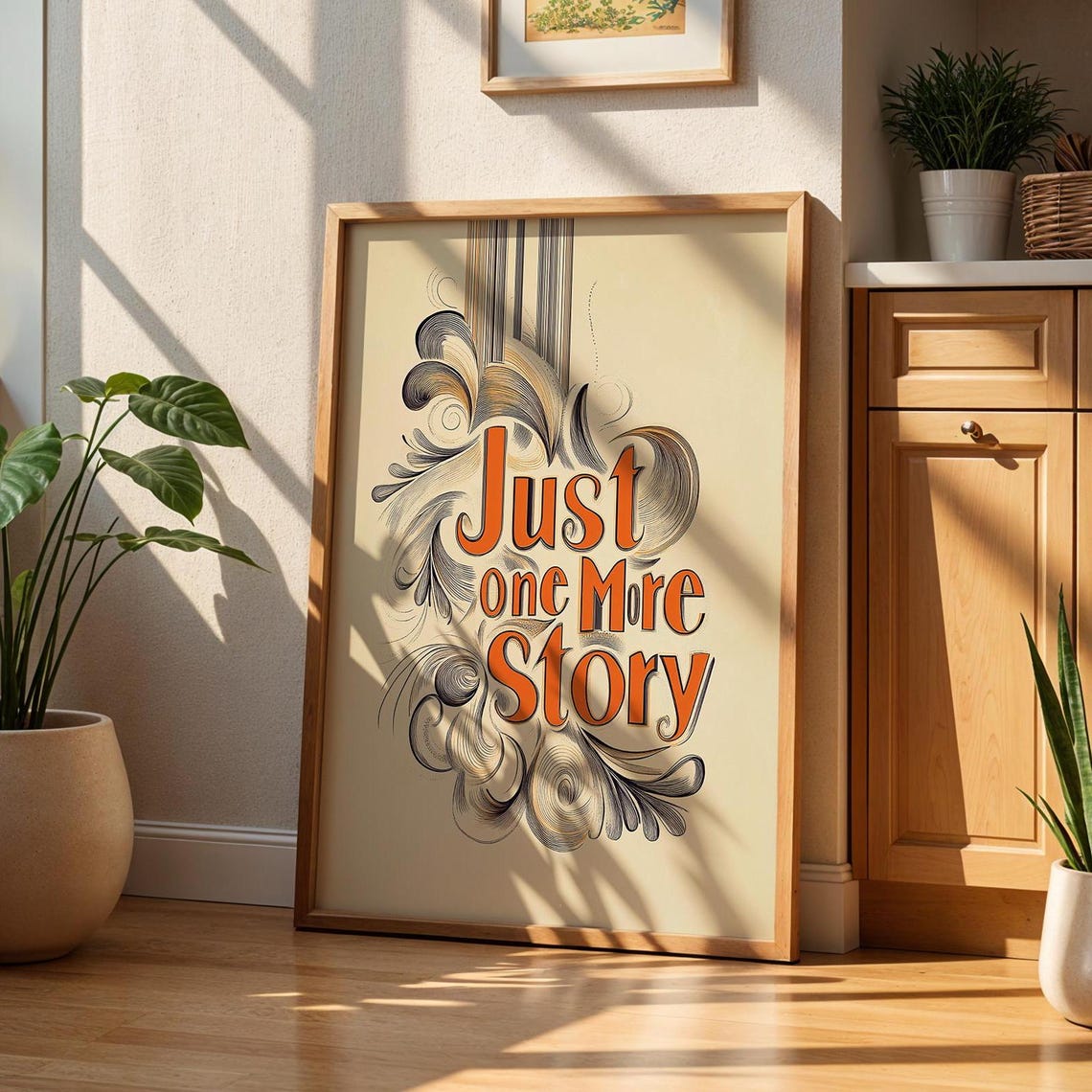 Just One More Story Vintage Retro Typography Poster with Flourish