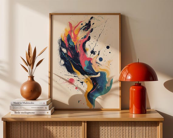 Fluid Energy Art Print Abstract Paint Swirl Modern Boho Wall Decor Illustration