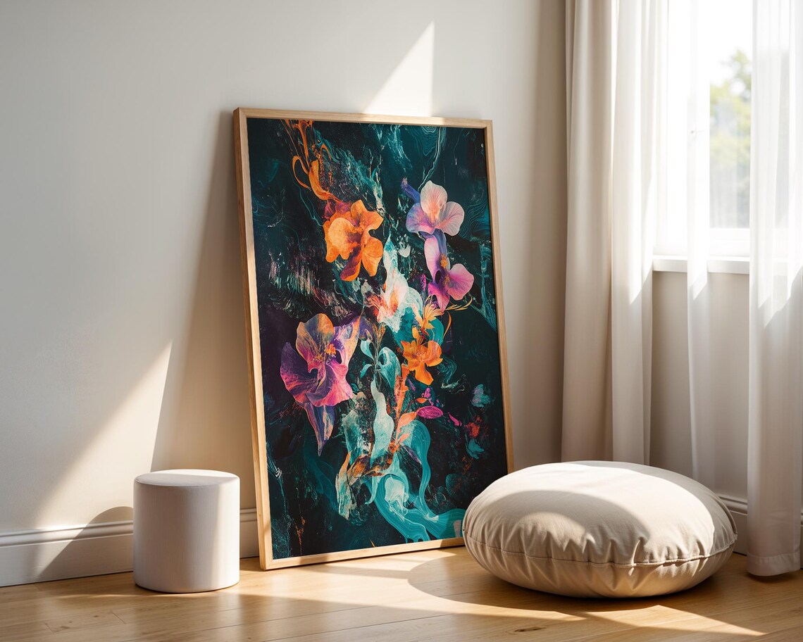 Mystic Bloom Dark Floral Fantasy Ethereal Watercolor Art Print - Image 2