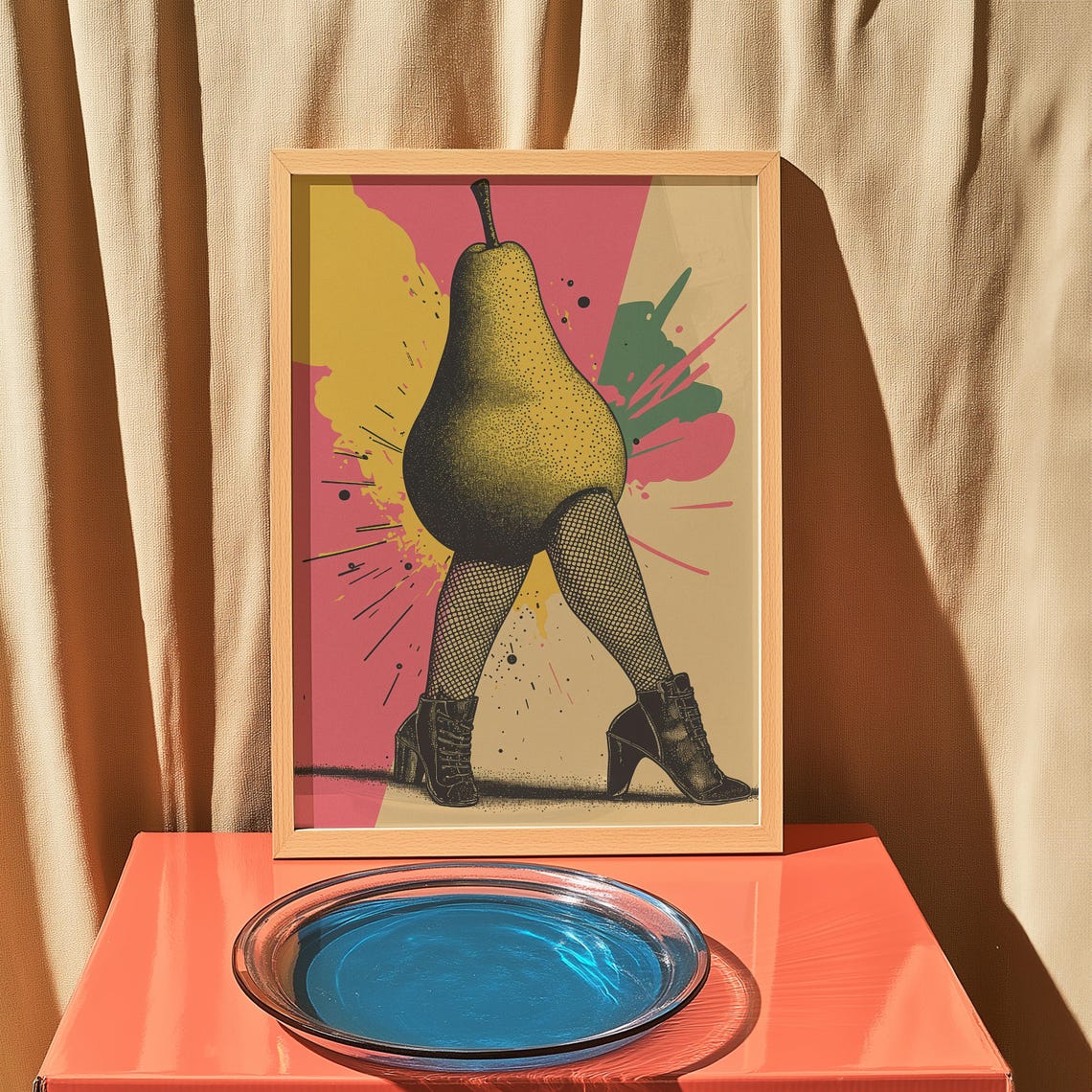 Pop Art Pear Lady Print Funky Retro Fruit Wall - Image 5