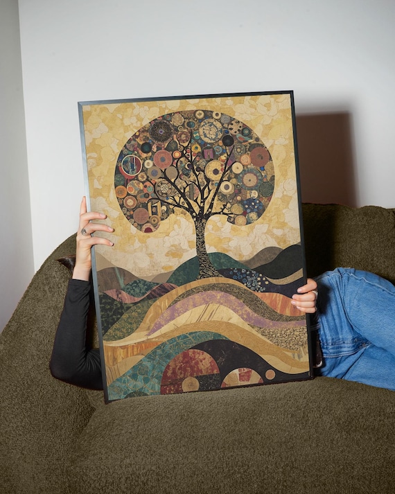 Abstract Tree Of Life Art Print Geometric Gold Botanical Poster Modern Nature Wall