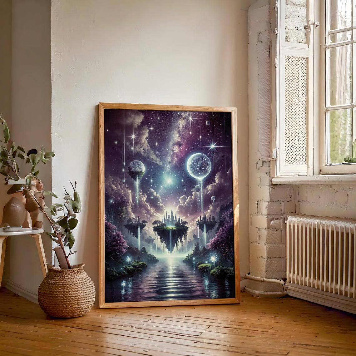 Fantasy Floating Islands Waterfalls Planets Magical Dreamscape Poster - Image 3