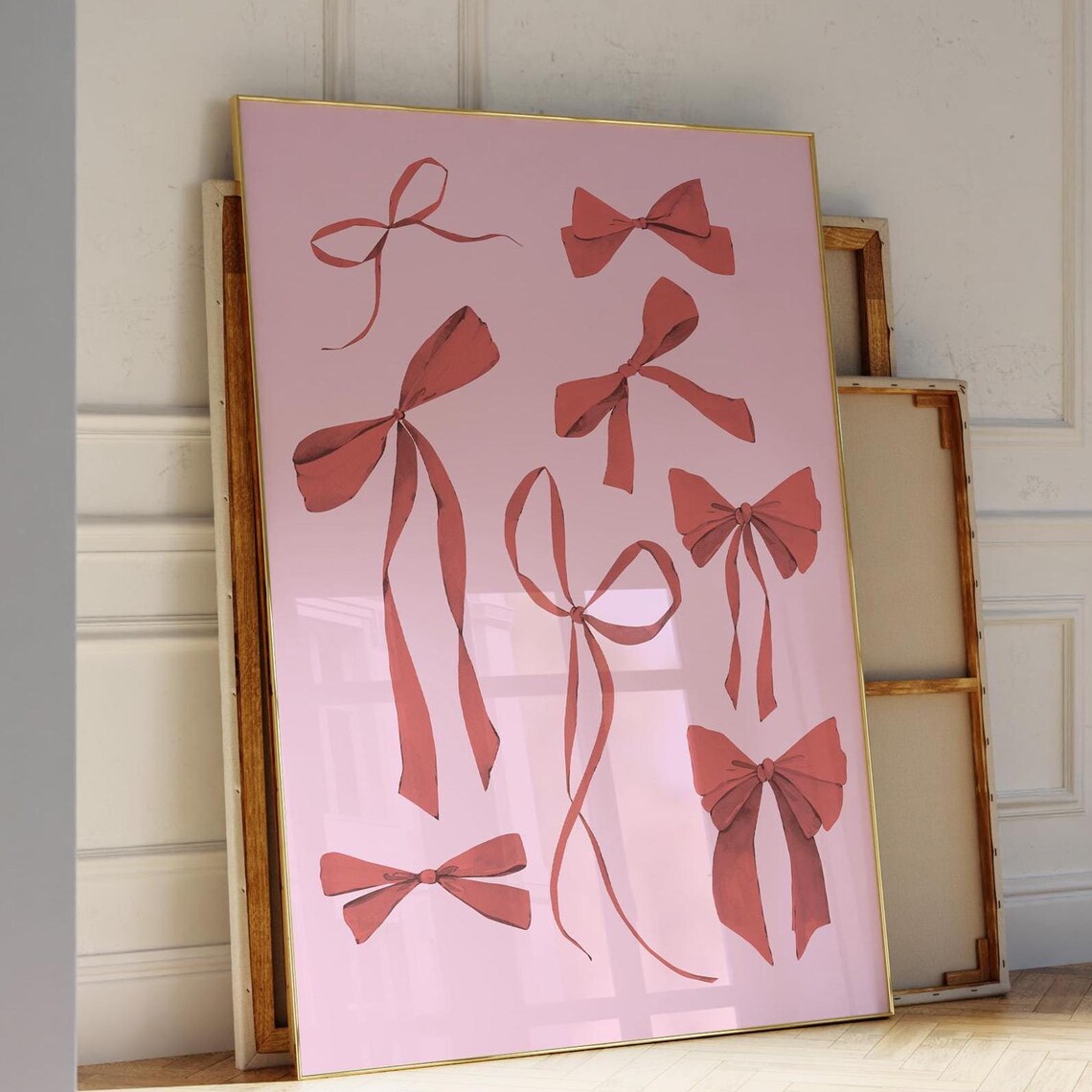 Bow Wall Art Trendy Pink Preppy Art Print
