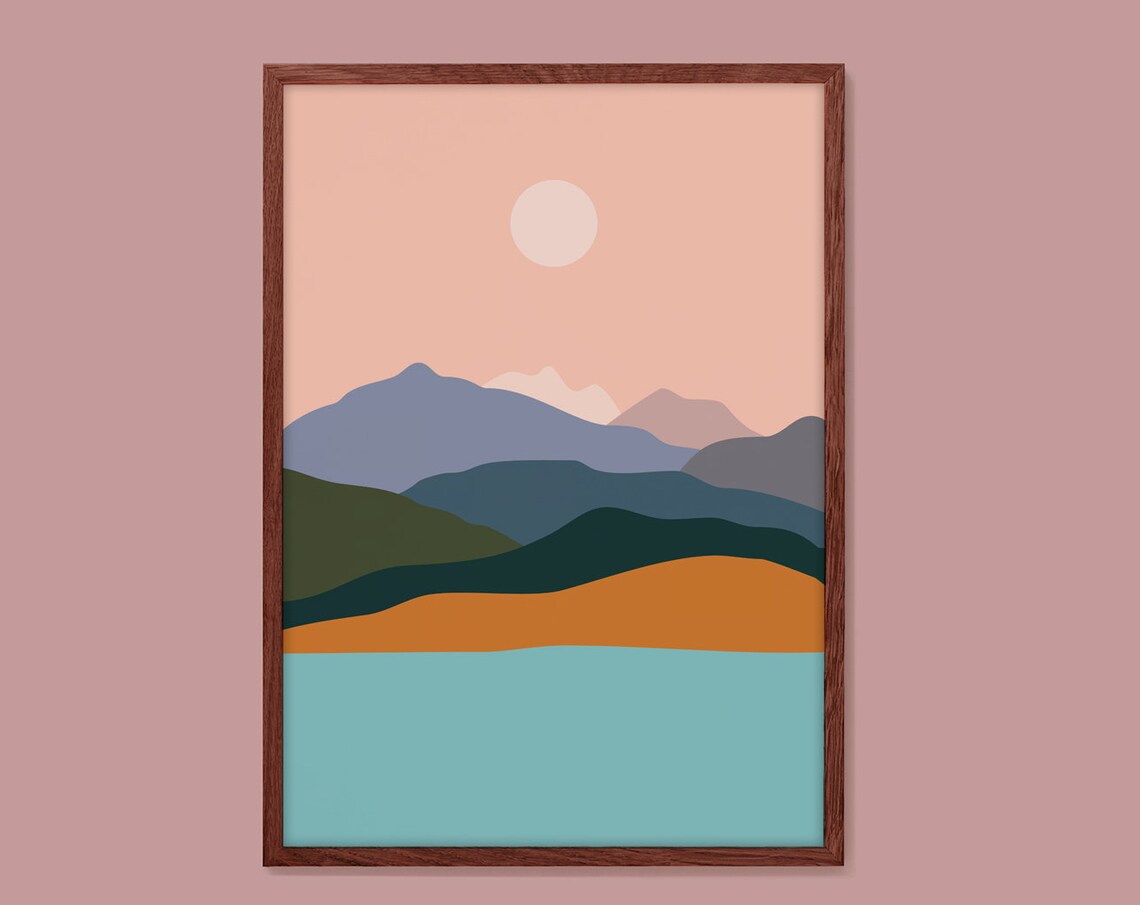Mountains by the Ocean Minimalist Art Print - Image 2