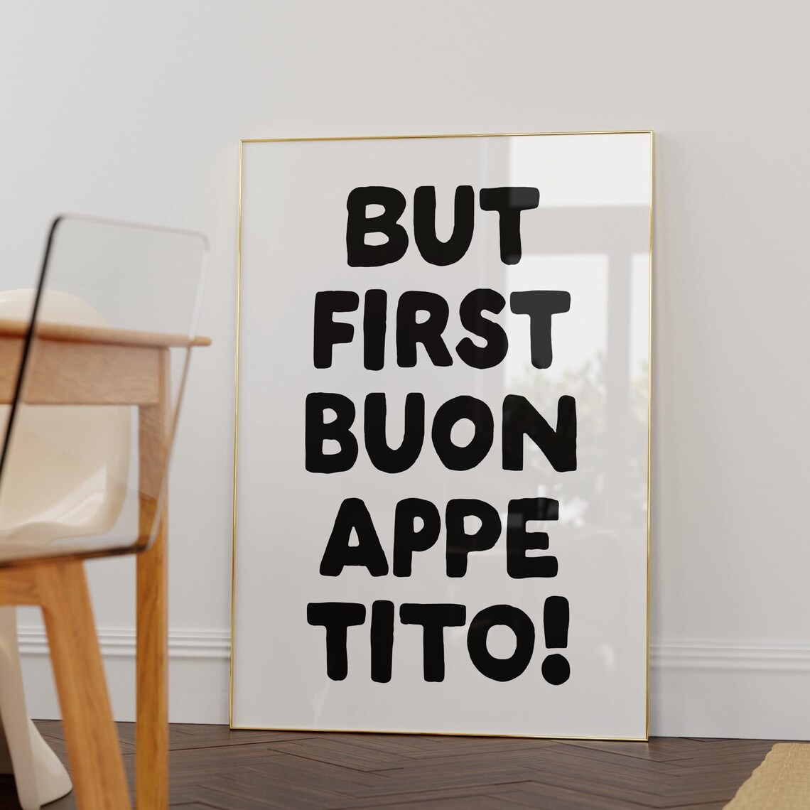 But First Buon Appetito Black Monochrome Italian Food Quote Poster - Image 3