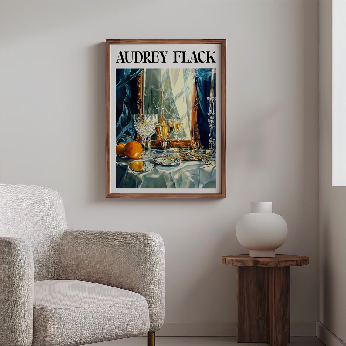 Audrey Flack Inspired Crystal Wine Glasses Sheer Curtains Poster - Image 2