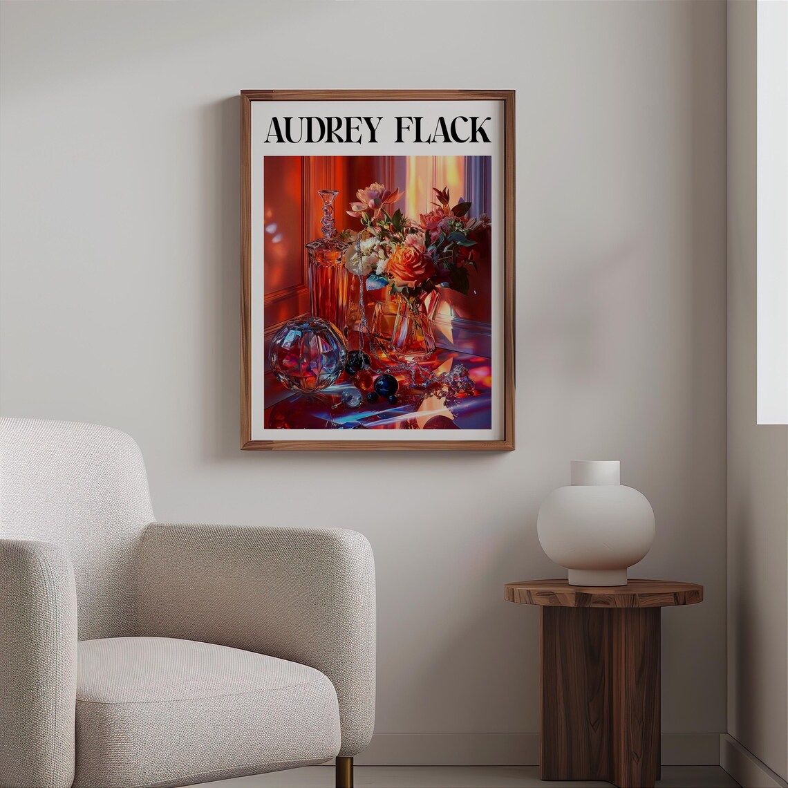 Audrey Flack Crystal Decanter Roses Faceted Gems Still Life Art Print - Image 2