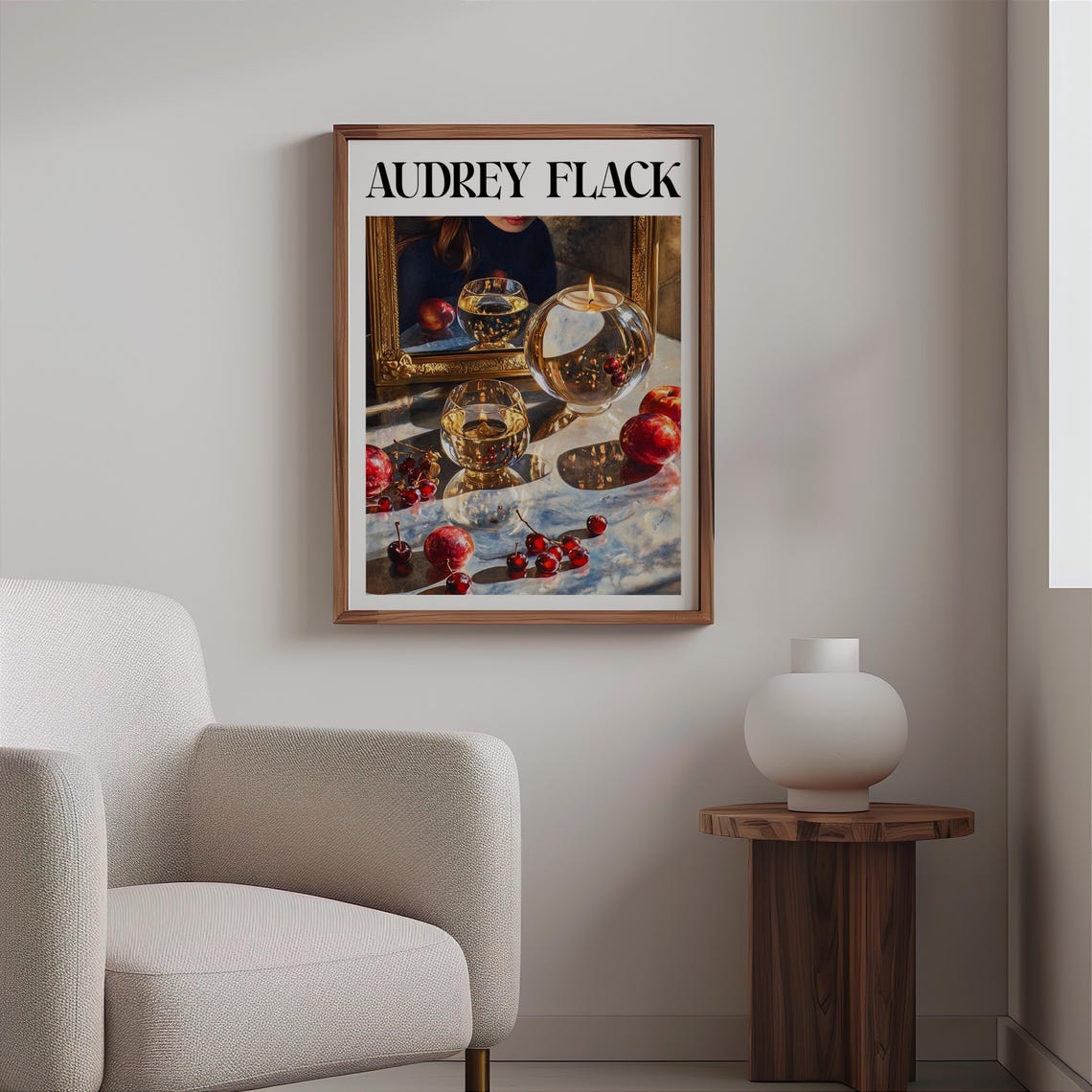 Audrey Flack Crystal Ball Candle Cherries Mirror Still Life Poster - Image 2