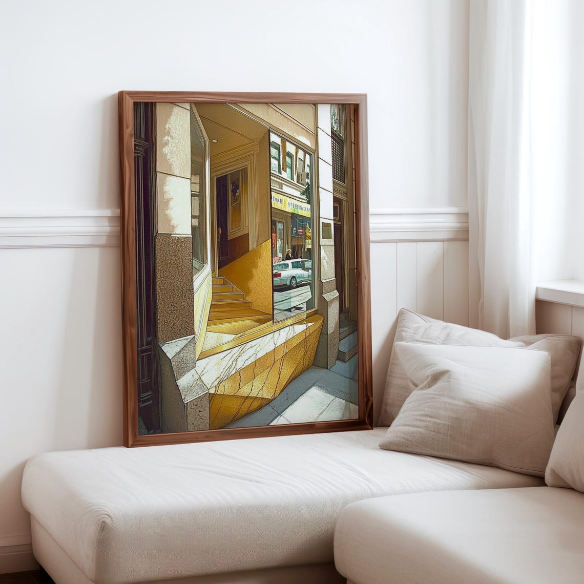Photorealistic Marble Staircase Storefront Entrance Mirror Poster