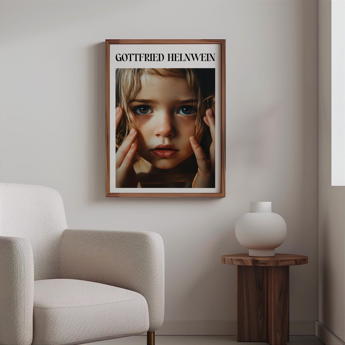 Gottfried Helnwein Inspired Intense Child Portrait Hands on Face Print - Image 2