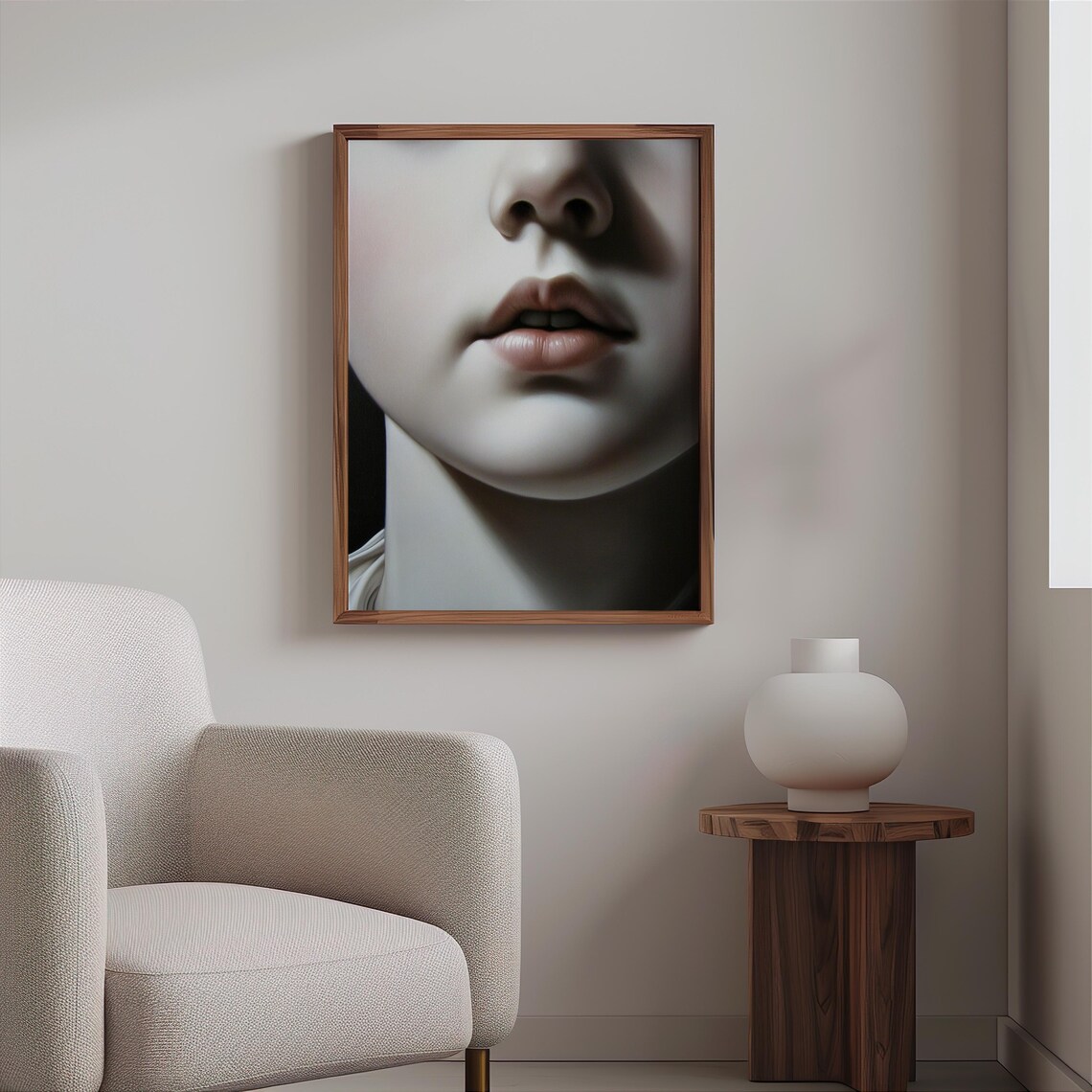 Extreme Close Up Lips and Chin Pale Skin Glossy Photoreal Print - Image 2