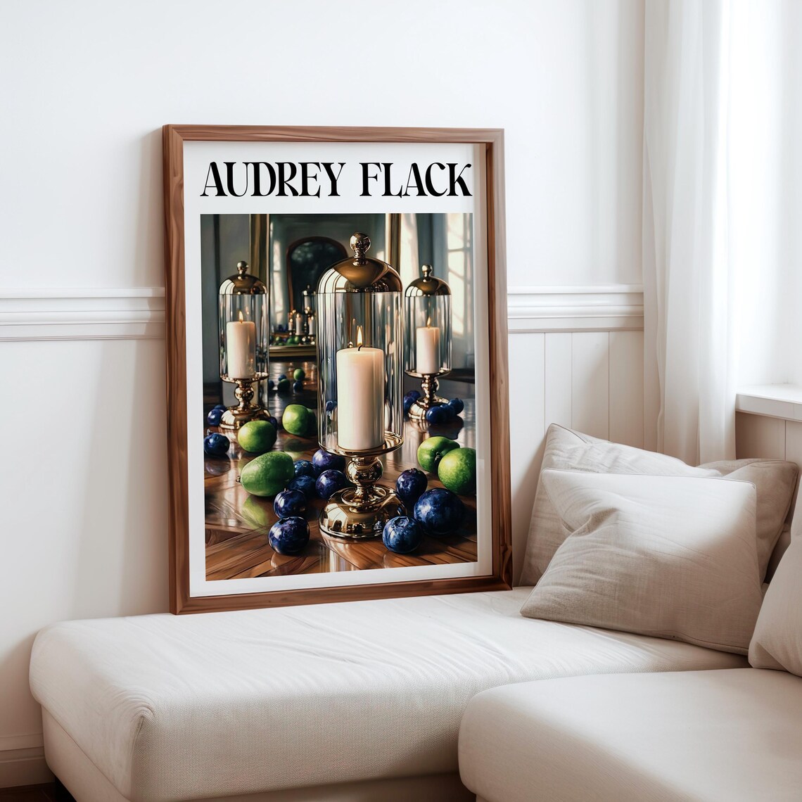 Audrey Flack Inspired Glass Cloches Pillar Candles Limes Poster