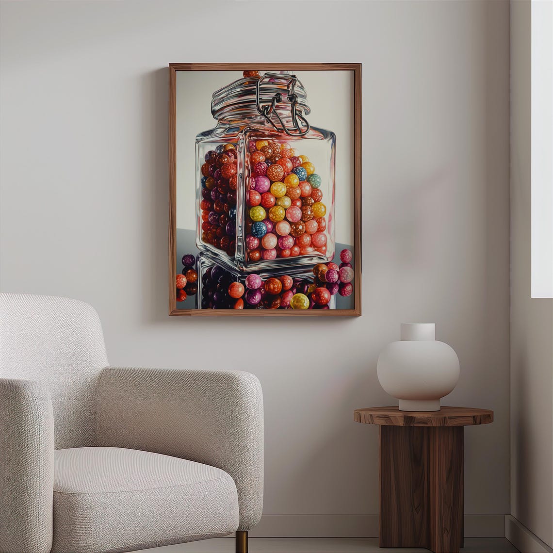 Wire Bail Jar Speckled Gumballs Mirror Reflection Photorealism Poster - Image 2