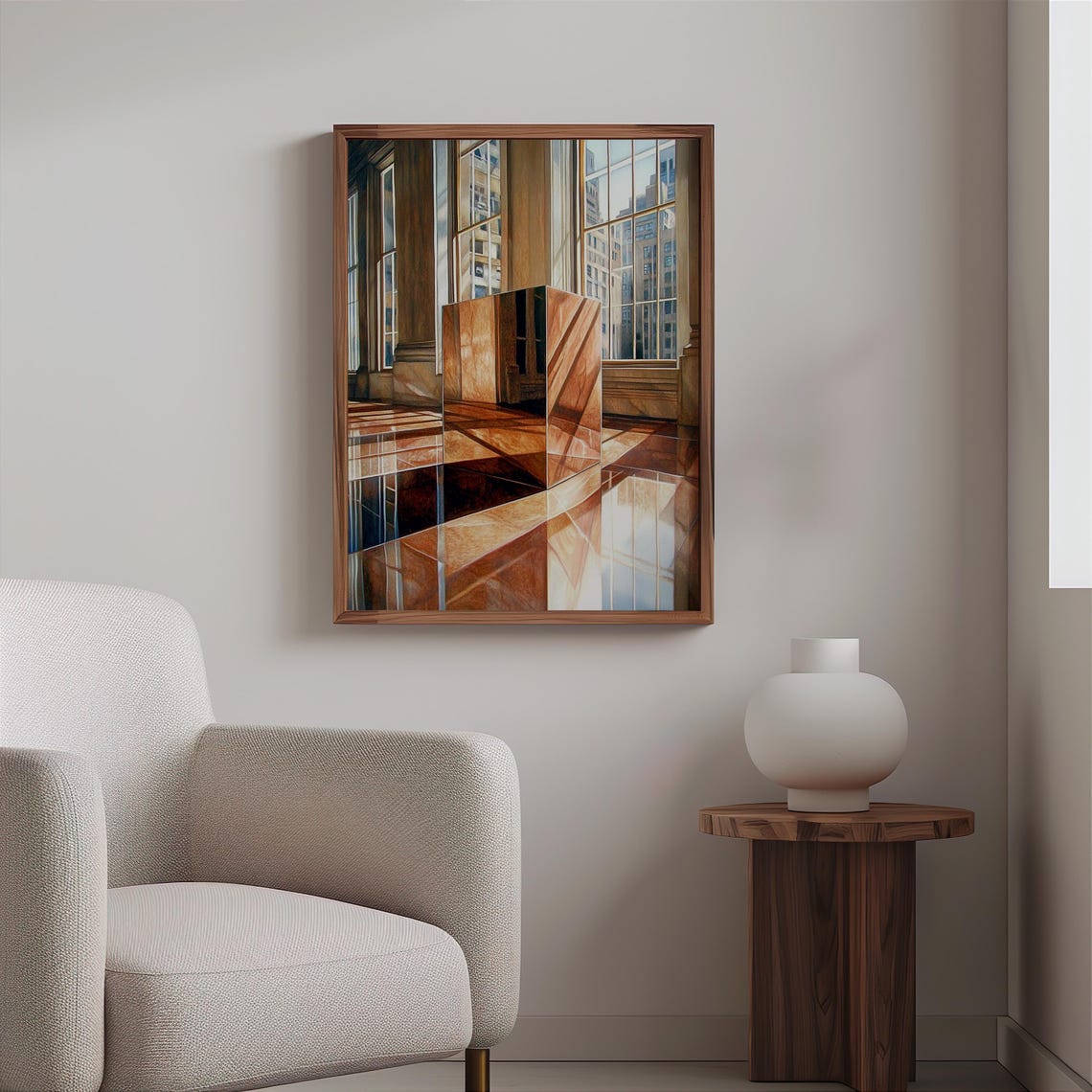 Photorealistic Glass Facade Reflection City Towers Architecture Print - Image 2