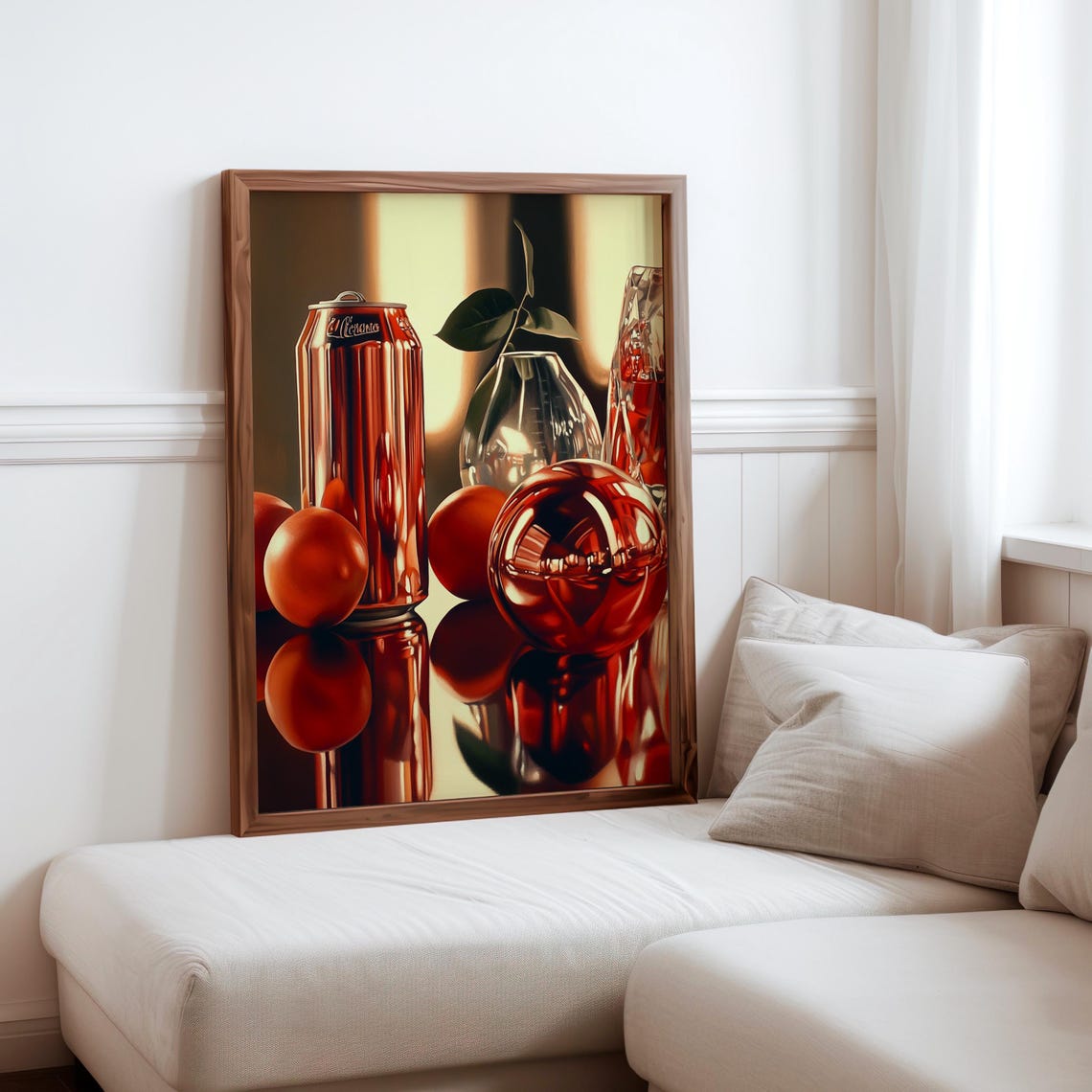 Copper Soda Can Oranges Glass Vase Decanter Warm Still Life Print