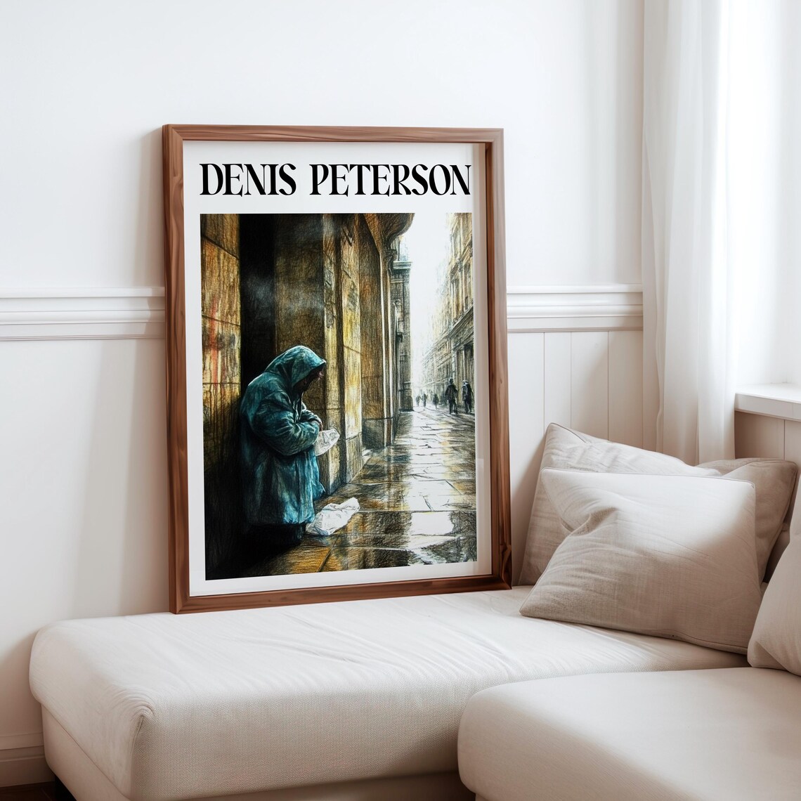 Denis Peterson Hooded Figure Archway Wet Street Night Art Poster