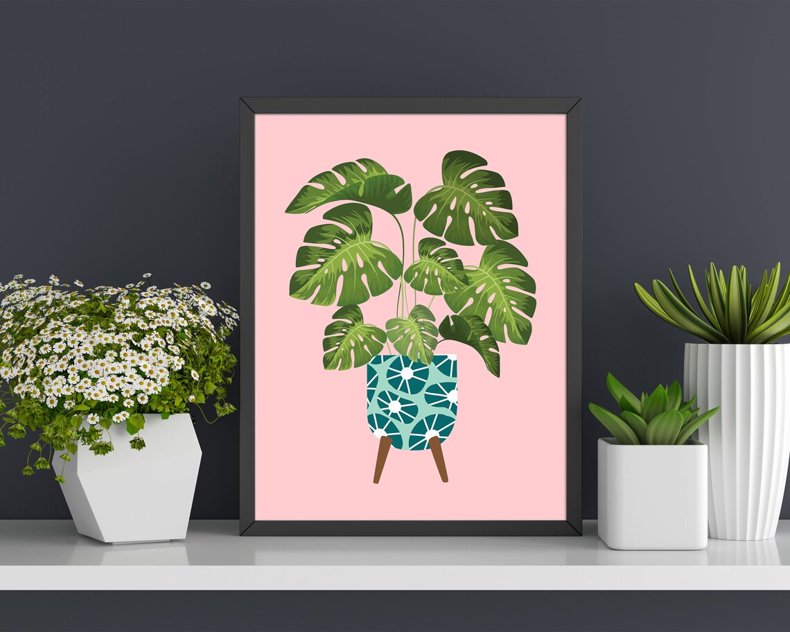 Monstera Deliciosa Boho Botanical Art Print