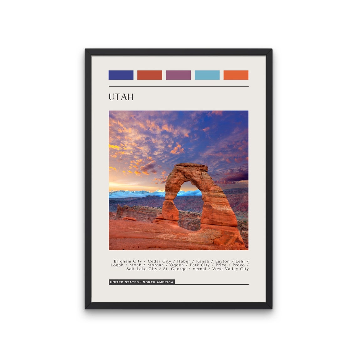 Utah Delicate Arch Sunset Desert Red Rock Travel Photo Poster