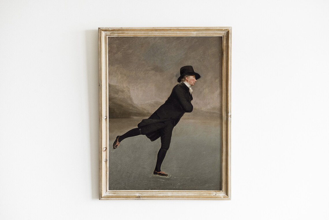 Gentlemen Skating Vintage Christmas Poster