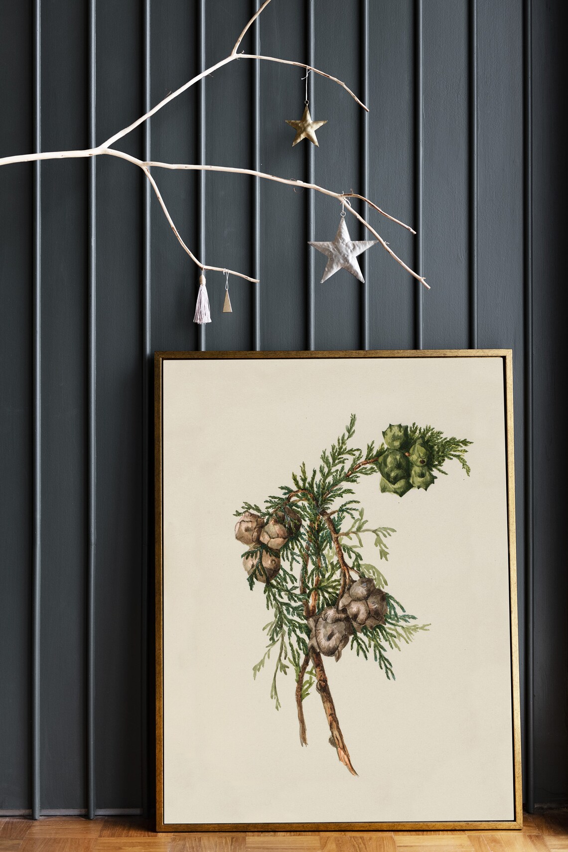 Winter Branch Christmas Vintage Antique Poster - Image 3