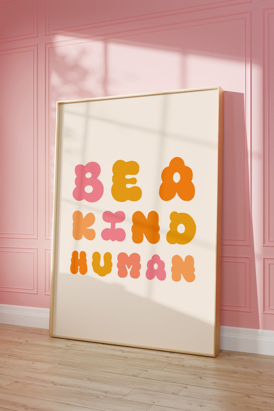 Playful Be A Kind Human Groovy Retro Bubble Letter Kindness Poster - Image 2