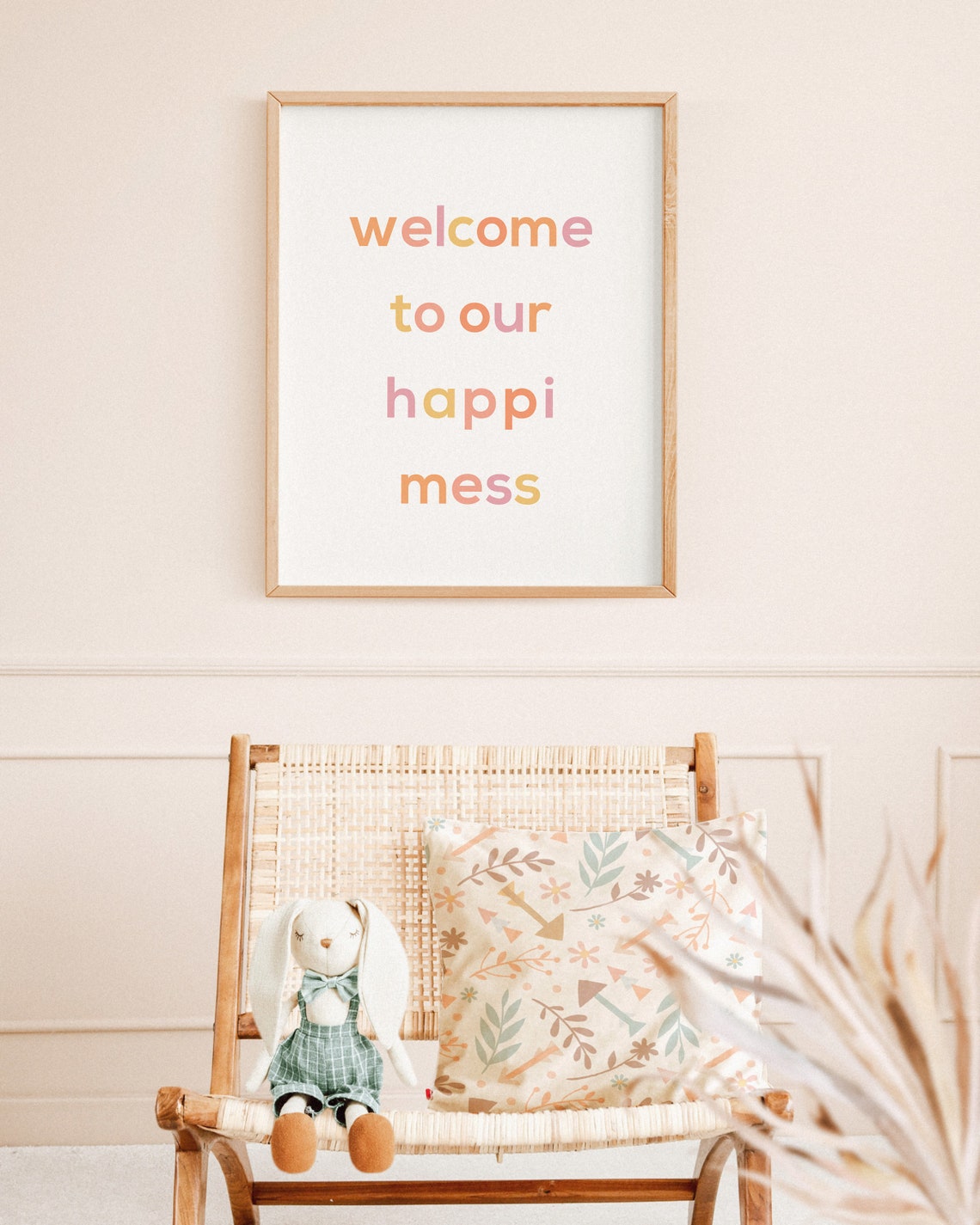 Welcome To Our Happimess Pastel Block Letter Playroom Poster - Image 2