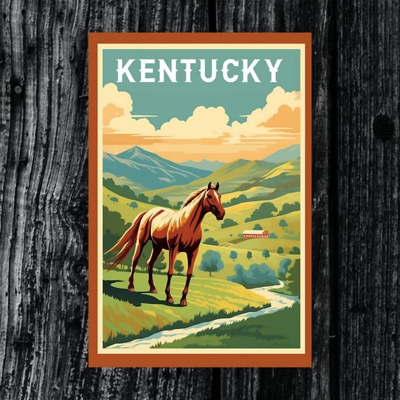 Kentucky Vintage Travel Poster Print Wall Art Gift Idea Home Decor