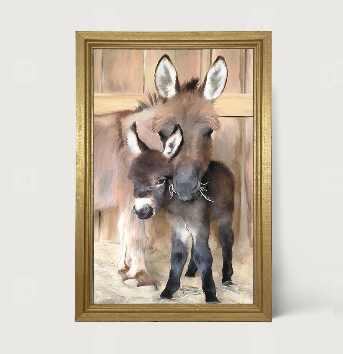 Charming Donkey and Baby Farmhouse Art Print